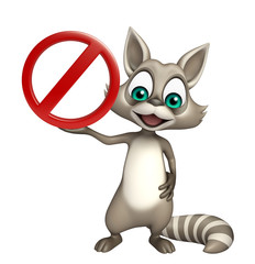 Raccoon cartoon character with stop sign