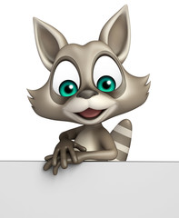 fun Raccoon cartoon character with board