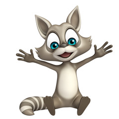 fun Raccoon cartoon character sitting