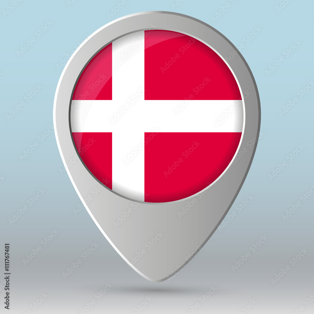 Poster denmark flag map pointer vector illustration eps 10