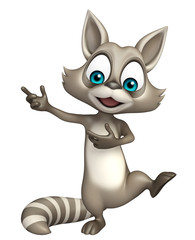 Fototapeta na wymiar pointing Raccoon cartoon character