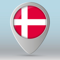 Denmark flag map pointer  Vector illustration EPS 10