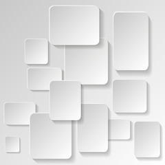 Paper square banner with drop shadows on white background. Vector illustration