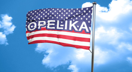 opelika, 3D rendering, city flag with stars and stripes