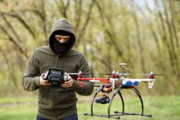Man flying with the drone