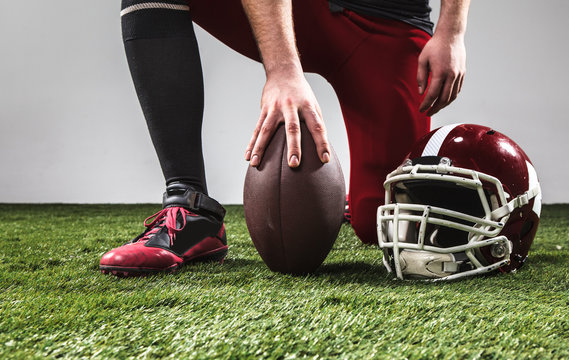 The american football player with ball