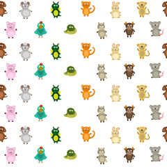 Seamless pattern chinese zodiac signs for your design
