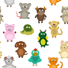 Seamless pattern chinese zodiac signs for your design