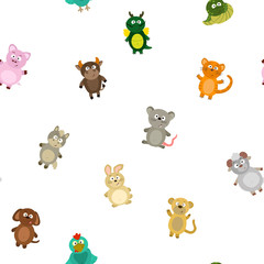 Seamless pattern chinese zodiac signs for your design