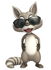 cute Raccoon cartoon character with sunglass