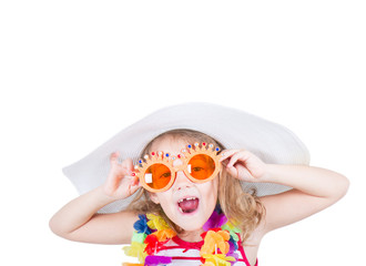 joyful little girl with sunglasses