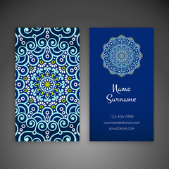 Business card. Vintage decorative elements.