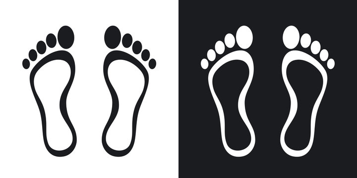 Footprints icon, vector. Two-tone version on black and white bac