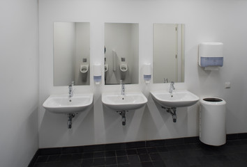Interior of toilet. Urinal in the bathroom. WC.