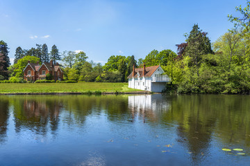 Fototapeta na wymiar A lake in Virginia Water Park in Surrey, UK