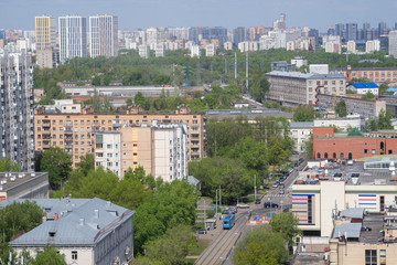 Fototapeta na wymiar Top view of Moscow city skyline 