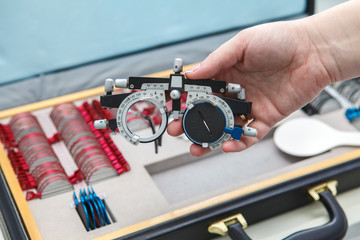 Points to check in the hand of a woman doctor. Close-up