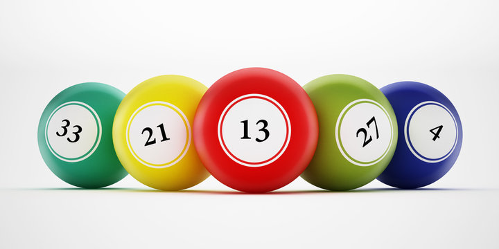 Bingo balls with generic numbers. 3D illustration
