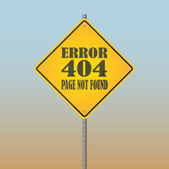 3d illustration of error 404 not found road sign isolated on the blurred street scene