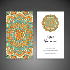 Business card. Vintage decorative elements.