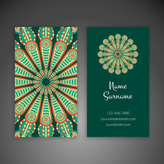 Business card. Vintage decorative elements.
