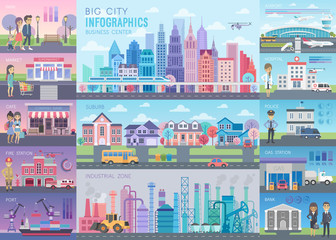Obraz premium Big City Infographic set with charts and other elements.