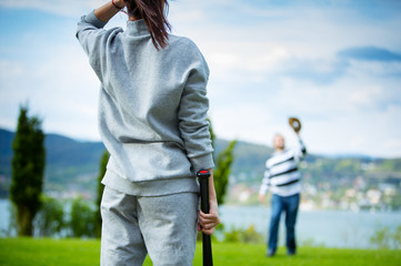 Golfer drove the ball into the hole
