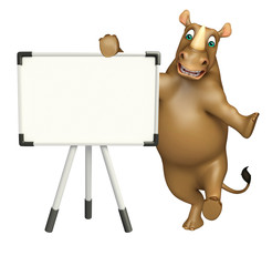 fun Rhino cartoon character with display board