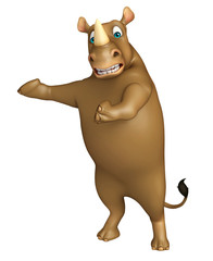 Fototapeta na wymiar pointing Rhino cartoon character