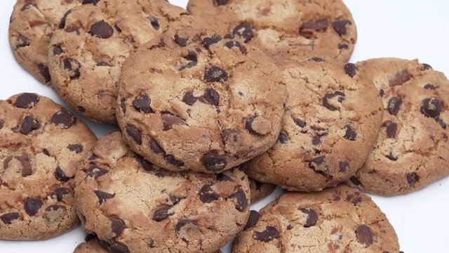 cookies with chocolate chip rotated on white