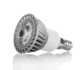 Energy-saving LED light bulb isolated on white.