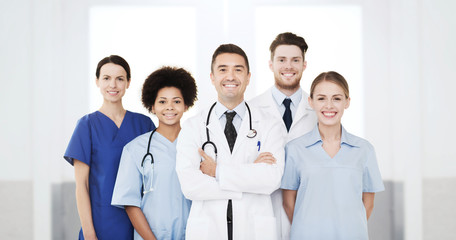 Fototapeta premium group of happy doctors at hospital