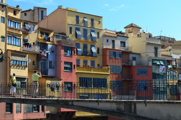 Fototapeta na wymiar Bridge to the Old Town - Girona, Catalonia, Spain