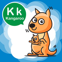 K Kangaroo color cartoon and alphabet for children to learning v