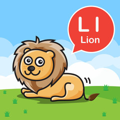 L Lion color cartoon and alphabet for children to learning  vect