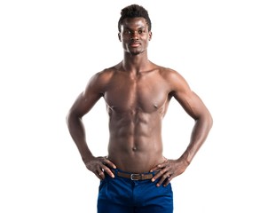 Fototapeta premium Handsome black man with athletic body posing