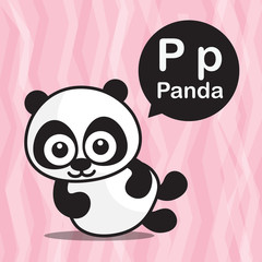 P Panda color cartoon and alphabet for children to learning vect