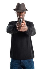 Black man holding a pistol