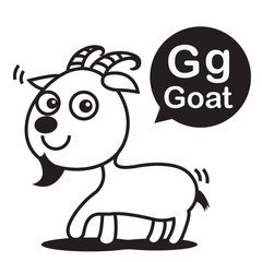 G Goat cartoon and alphabet for children to learning and colorin