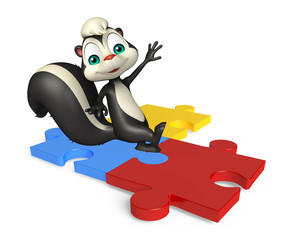 cute Skunk cartoon character with puzzle