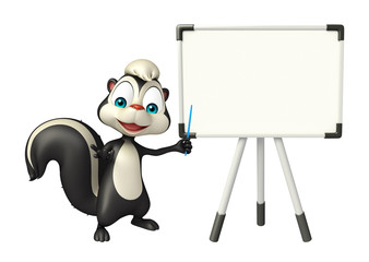 Skunk cartoon character with display board