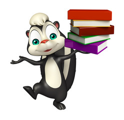 Skunk cartoon character with book