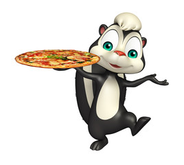Skunk cartoon character with pizza