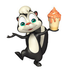 cute Skunk cartoon character with ice-cream