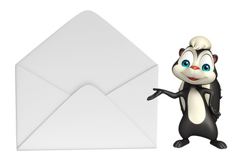 Skunk cartoon character with mail