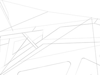 Abstract architecture wireframe, render of building