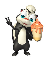 cute Skunk cartoon character with ice-cream