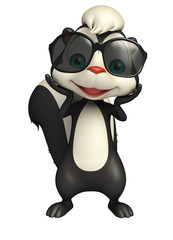 cute Skunk cartoon character with sunglass