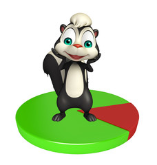 Naklejka premium cute Skunk cartoon character with circle sign