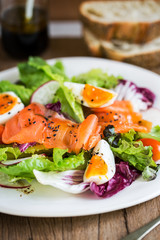Smoked Salmon with boiled eggs salad